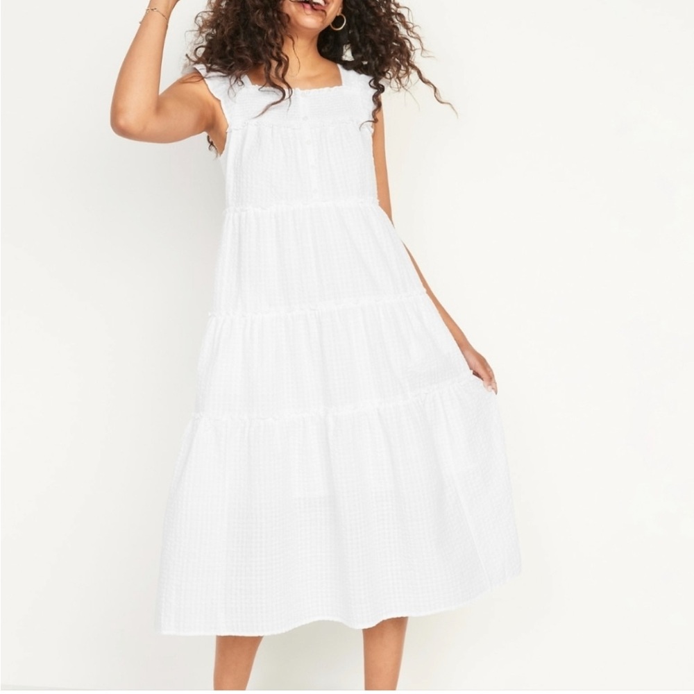 Old Navy Smocked Women's Dress White Size small